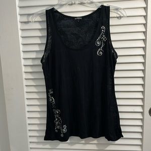 Express Black Embellished Tank Top - Medium